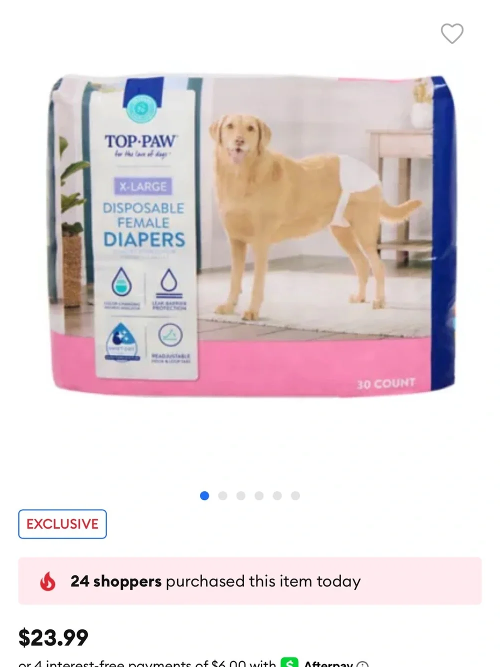 Top Paw XL Dog Disposable Female Diapers